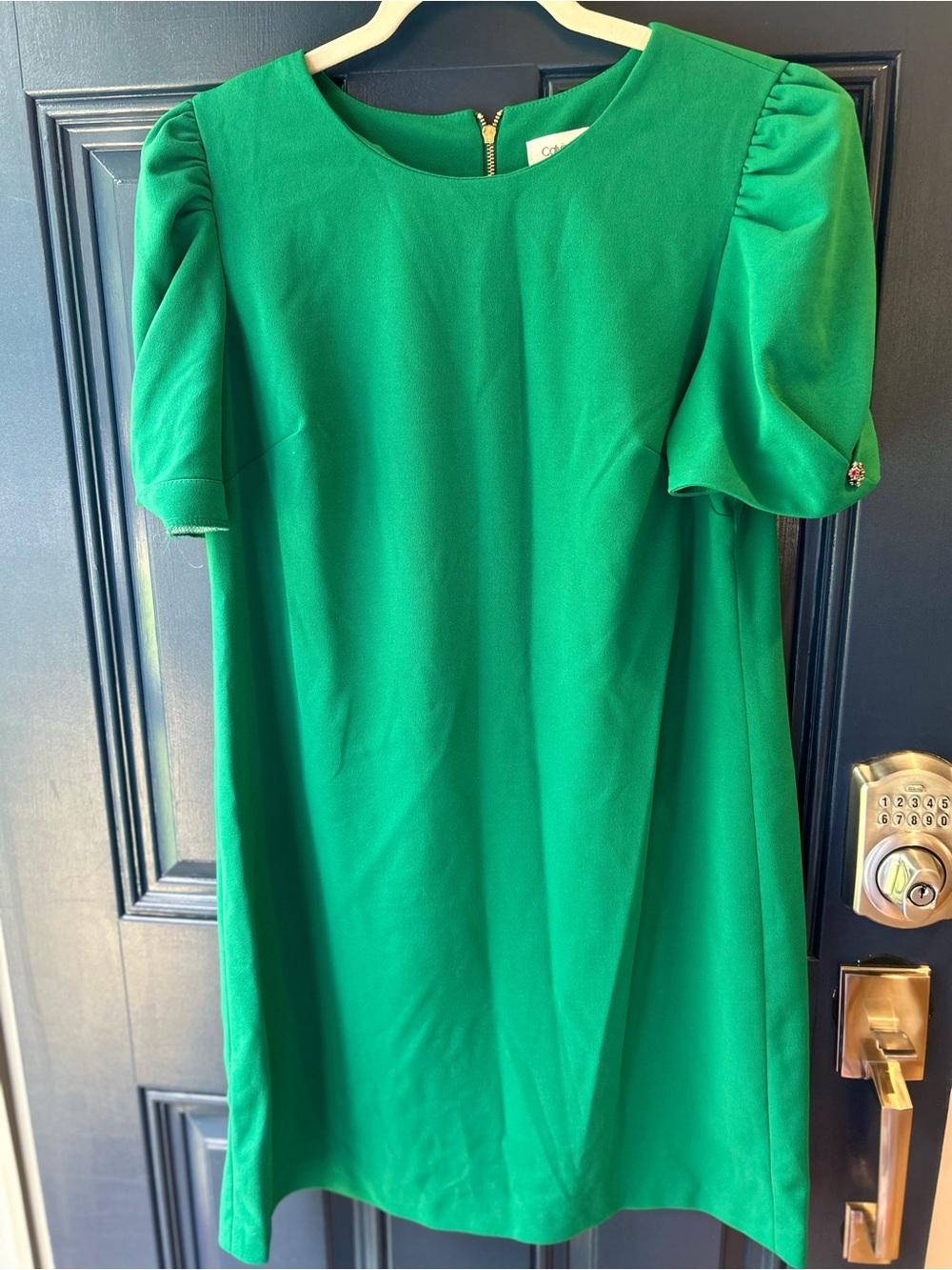 Calvin Klein Emerald Green Puff Sleeve Shift Dress
